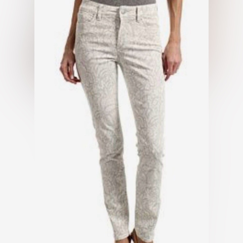 NYDJ Gray & White Floral Print Pants - Size 10